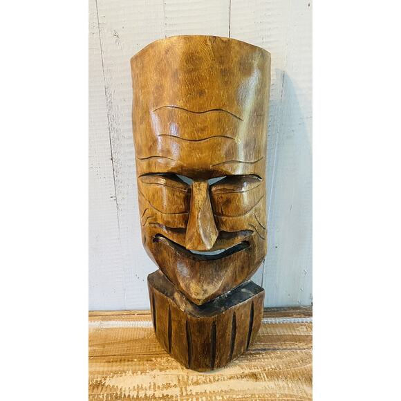 Vintage Hand Carved Wooden Folk Art Face Mask Mexico 18" Tall - Picture 11 of 11